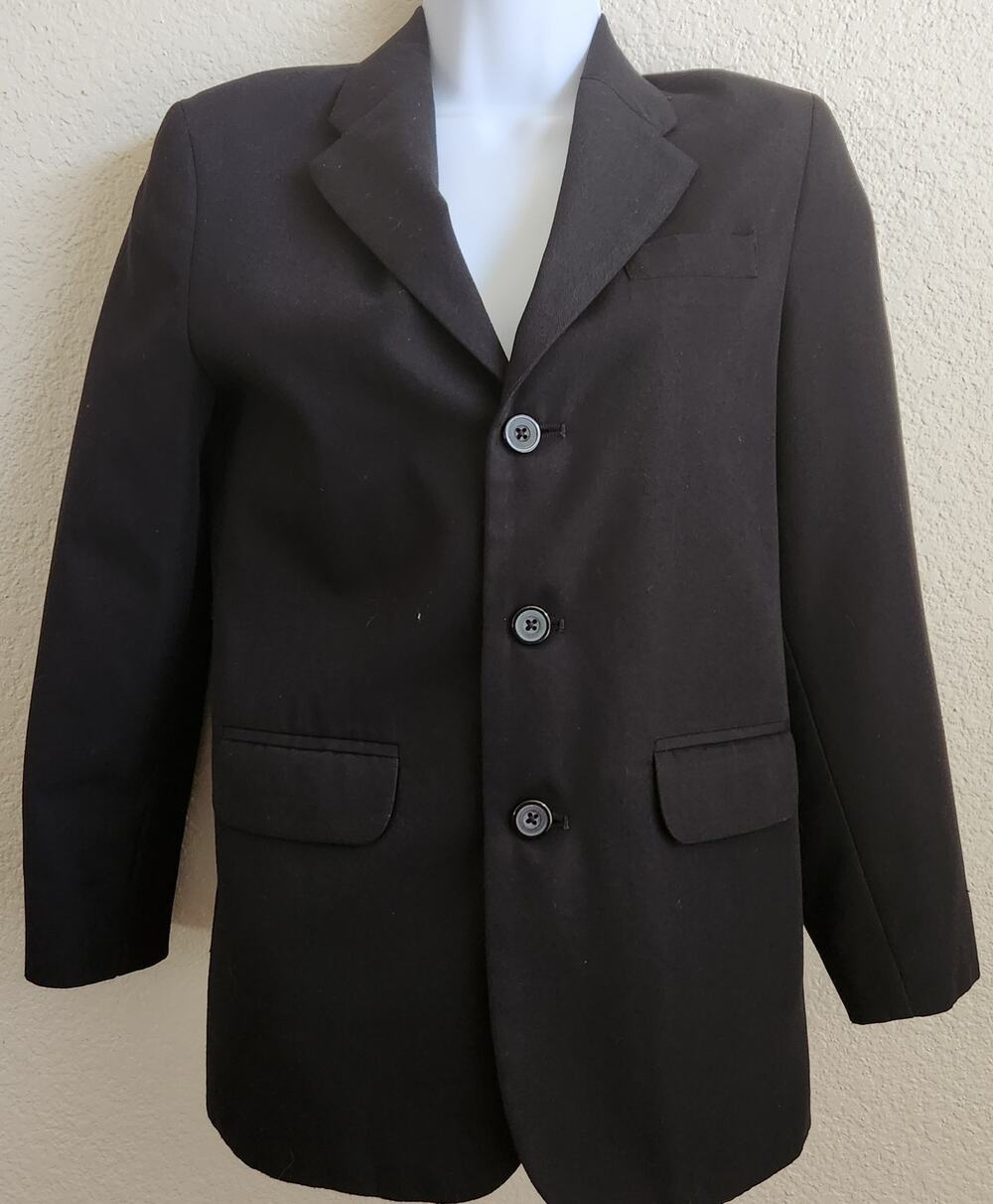 Van Heusen Black Women's Blazer 12 Reg Lined Faux Pockets Notched Collar